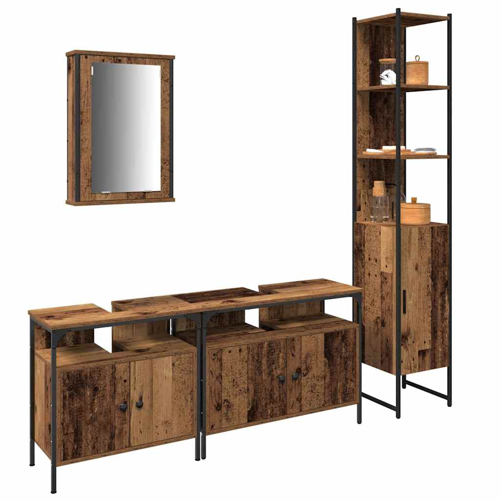 Bathroom Furniture Set 4 pcs Old wood 33 x 33 x 185.5 cm
